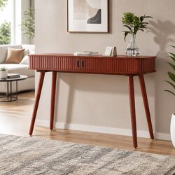 120CM Console Table with Storage Drawers in Walnut