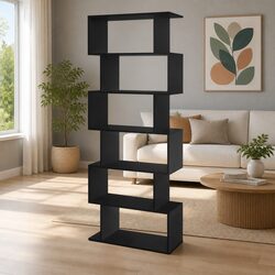 6-Tier Black Display Shelf with S-Shape Design