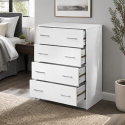 4 Drawer Tallboy Storage Cabinet in White