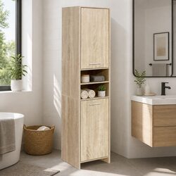 Practical Tall Storage Cabinet 185cm with Oak Finish