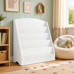 5-Tier Bookshelf for Kids in White Finish