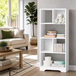 Compact 4-Tier Display Shelf with White Finish