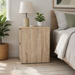 2-Drawer Bedside Table in Light Wood Finish