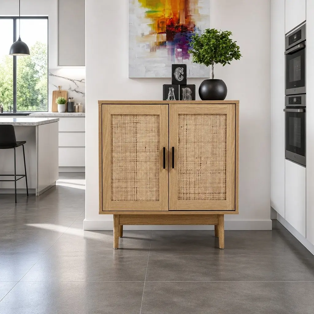 Buffet Sideboard Ample Storage Space 70cm Light Wood