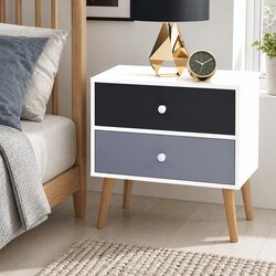 Functional Bedside Table with 2 Drawers, Scandinavian Design