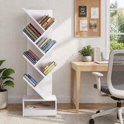 7-Tier White Wall Mount or Freestanding Bookshelf