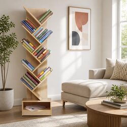 9-Tier Tree Bookshelf Freestanding Wall Mount Organizer