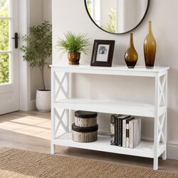 Functional White 3-Tier Console Table with E1 MDF Construction