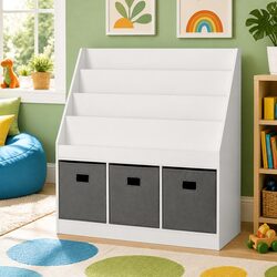 Kids 4-Tier Bookshelf and Storage Organizer