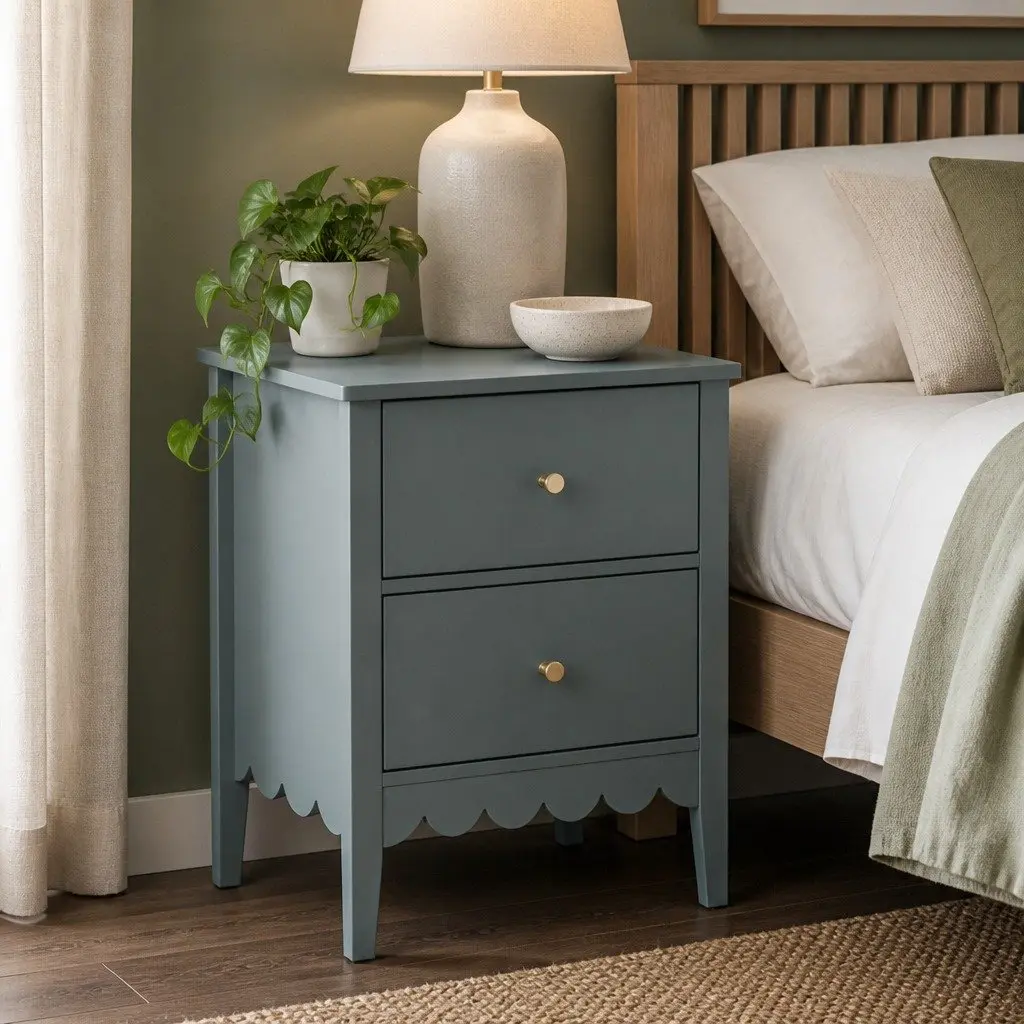 Bedside Table Easy Assembly 40cm W x 30cm D x 50cm H Green