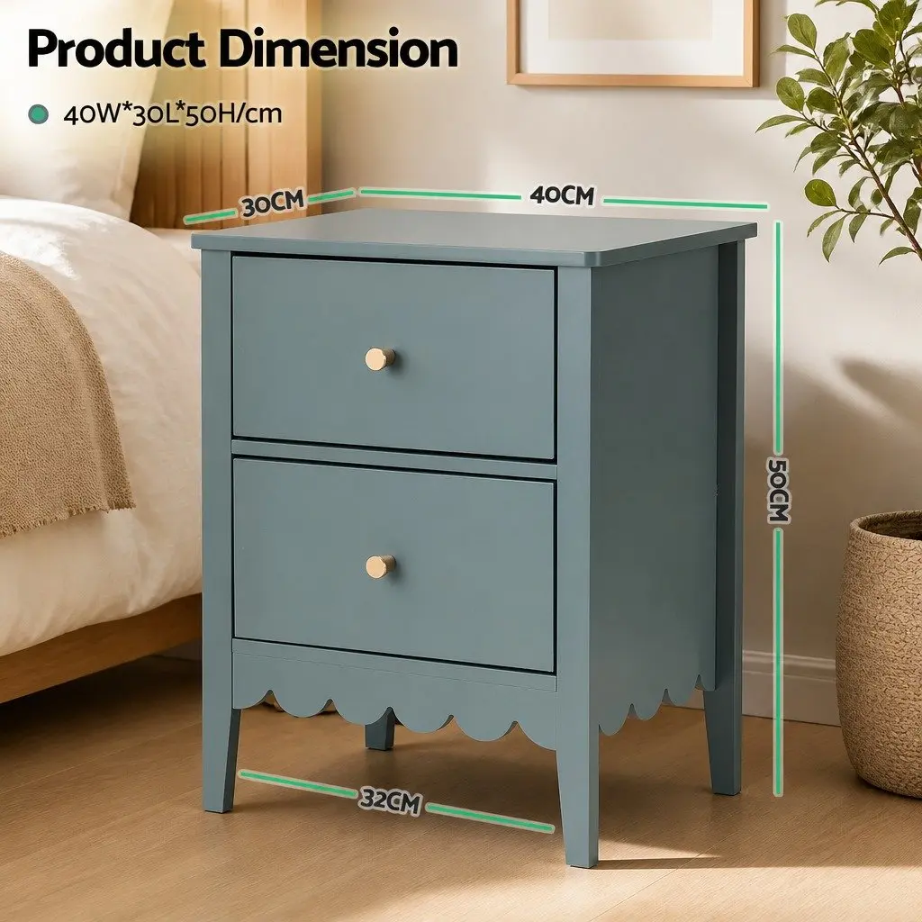 Bedside Table Easy Assembly 40cm W x 30cm D x 50cm H Green