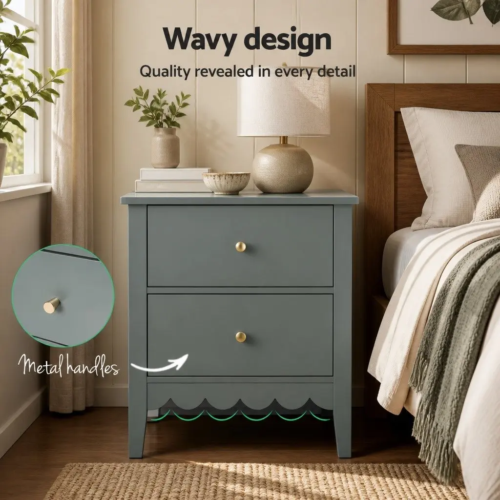 Bedside Table Easy Assembly 40cm W x 30cm D x 50cm H Green