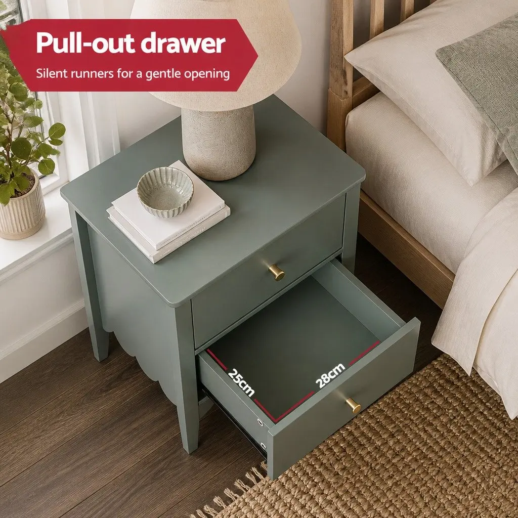 Bedside Table Easy Assembly 40cm W x 30cm D x 50cm H Green