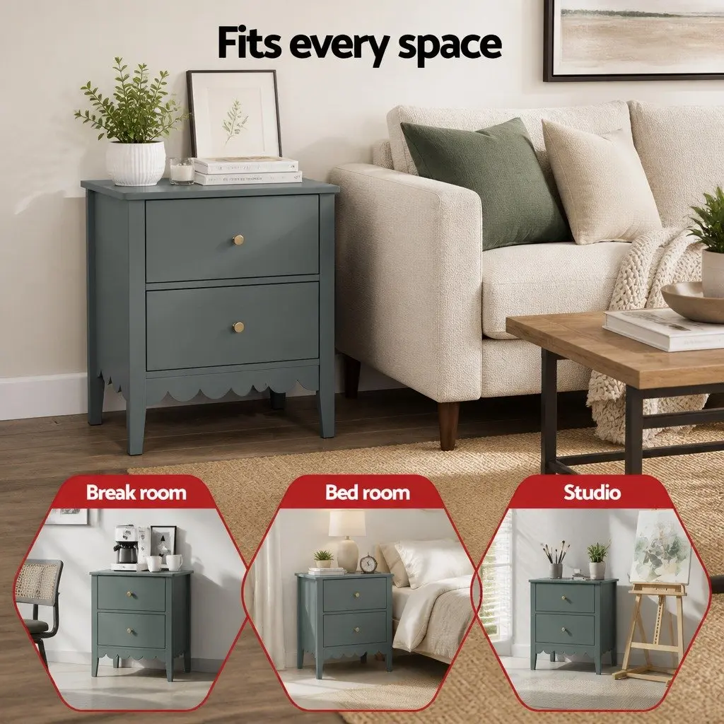 Bedside Table Easy Assembly 40cm W x 30cm D x 50cm H Green