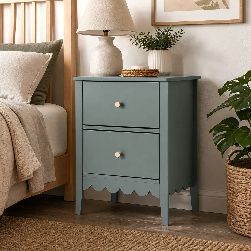 Bedside Table Easy Assembly 40cm W x 30cm D x 50cm H Green
