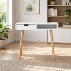 Scandinavian-Style Computer Desk with Drawer Storage