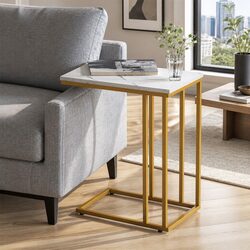 Compact Marble Effect Side Table for Versatile Use