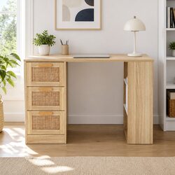 Compact Oak Computer Desk with Storage Features