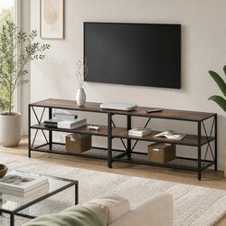 Industrial-Style 3-Tier TV Stand with Storage Shelves