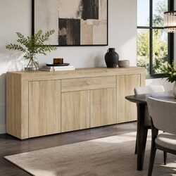 Buffet Sideboard Storage Cabinet Medium Wood Tone 180cm