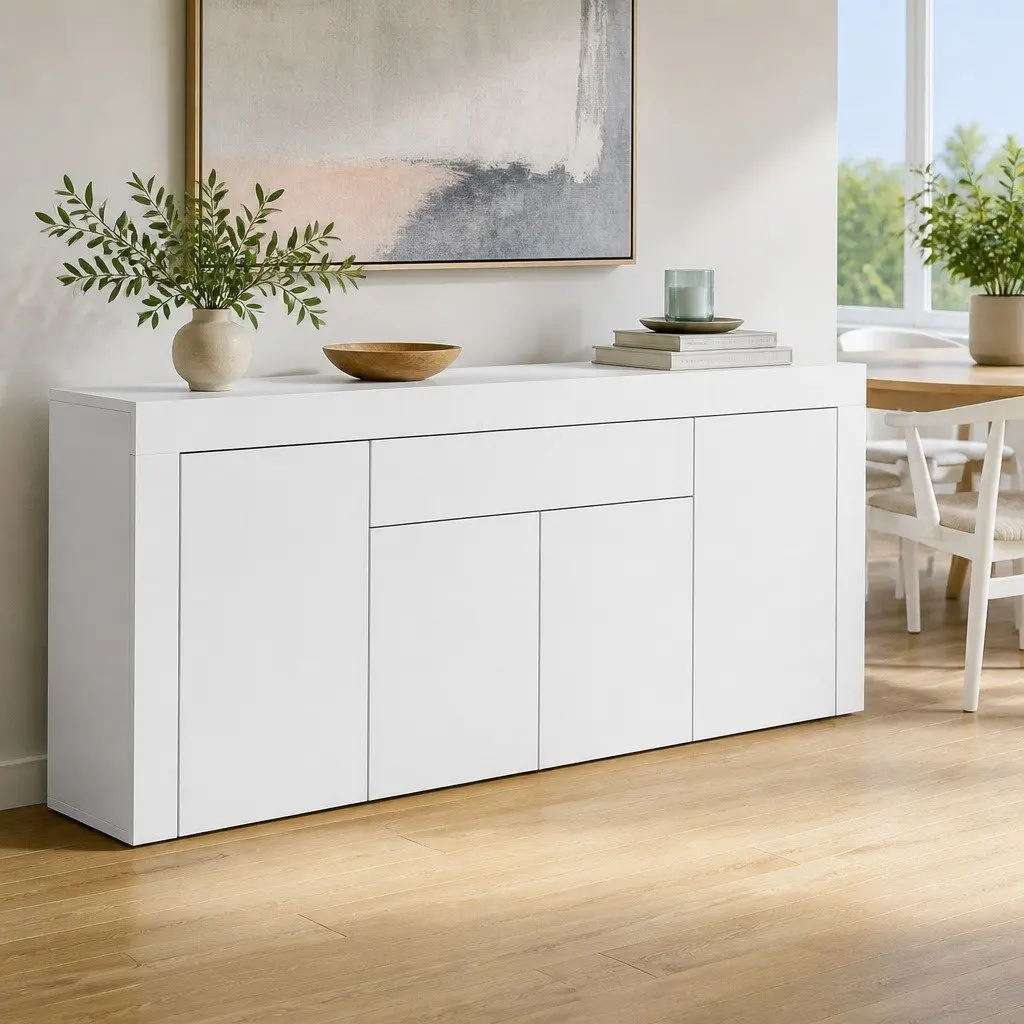 Buffet Sideboard Cabinet Modern Push-Open Mechanism 180cm White