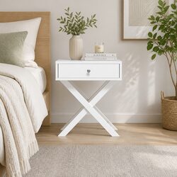 White Bedside Table with Drawer, Efficient Storage Solutions