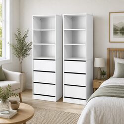 White 2-Piece Chest of Drawers with 3 Drawers