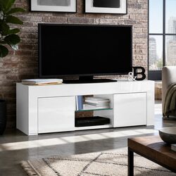 130cm White Entertainment Unit TV Cabinet with Storage