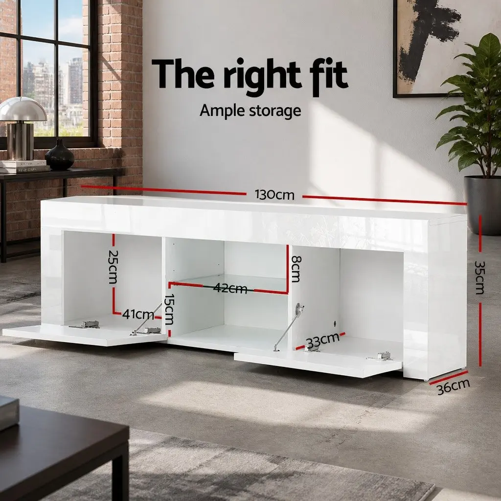 TV Unit Entertainment Unit with Open Shelves and Storage Cabinets 130cm White
