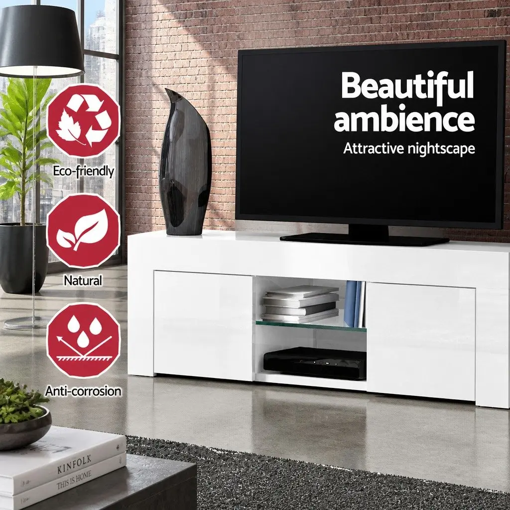 TV Unit Entertainment Unit with Open Shelves and Storage Cabinets 130cm White