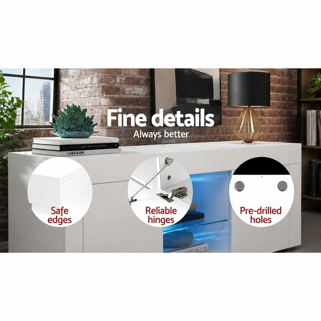 TV Unit Entertainment Unit with Open Shelves and Storage Cabinets 130cm White