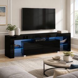 160cm LED TV Entertainment Unit with Glass Shelves