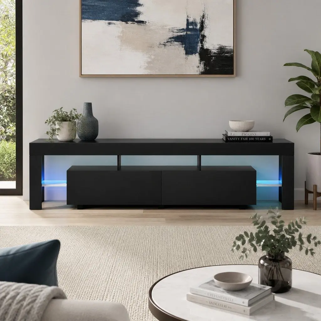 200cm TV Cabinet Entertainment Unit with Storage and LED
