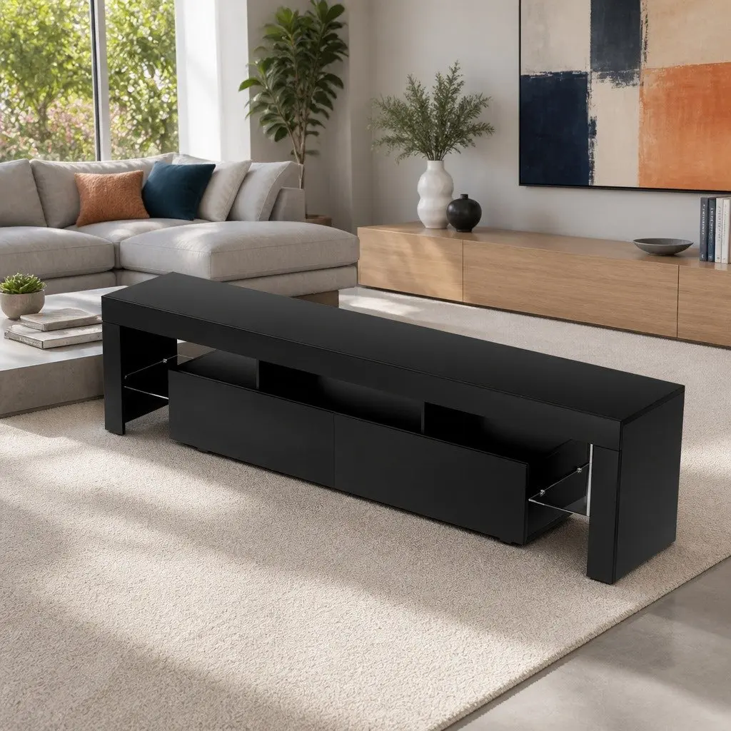 200cm TV Cabinet Entertainment Unit with Storage and LED