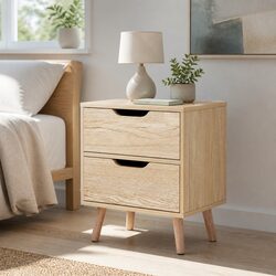 Functional Black Nightstand with 2 Storage Drawers