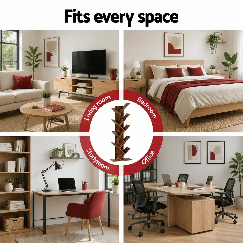 Tree Bookshelf Freestanding 9 Tier Storage Display Stand Brown