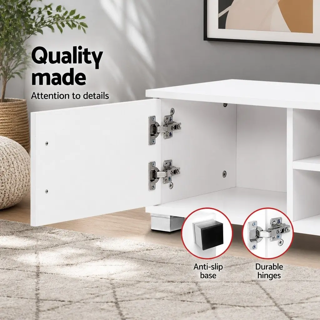 Entertainment Unit TV Cabinet 120cm White Living Room Storage Shelves Drawers