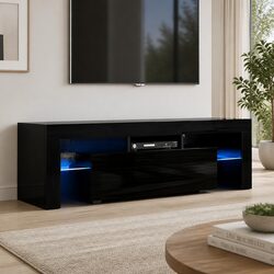 Functional TV Entertainment Unit with Tempered Glass