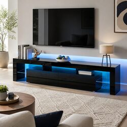 LED Lighting Entertainment Cabinet 189cm in Black