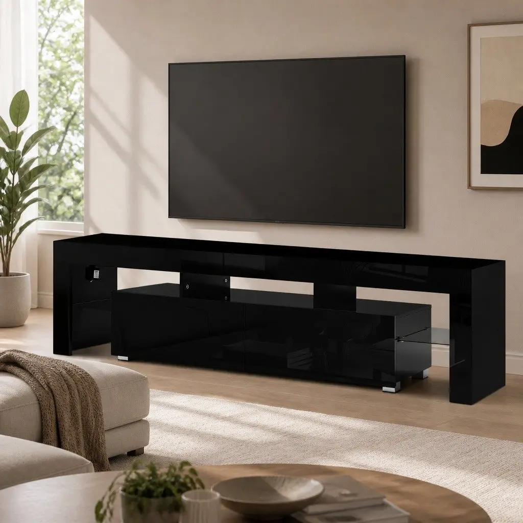 LED Lighting Entertainment Cabinet 189cm in Black