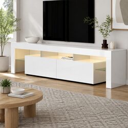 LED TV Unit with Glass Shelf and Storage Drawers 189cm