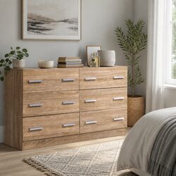 6 Drawer Chest of Drawers – Pine Wood Lowboy Dresser