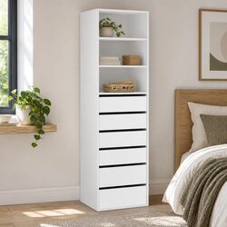 White 6 Drawer Chest of Drawers for Storage