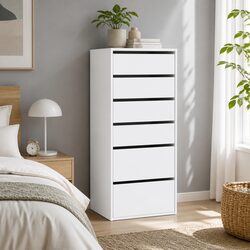 6 Drawer Tallboy Dresser with Smooth Sliding Runners