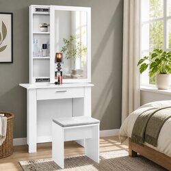 Dressing Table Set with Sliding Mirror and Drawer
