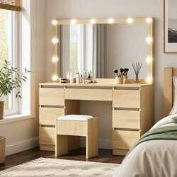 Dressing Table Vanity Set with Adjustable LED Lighting