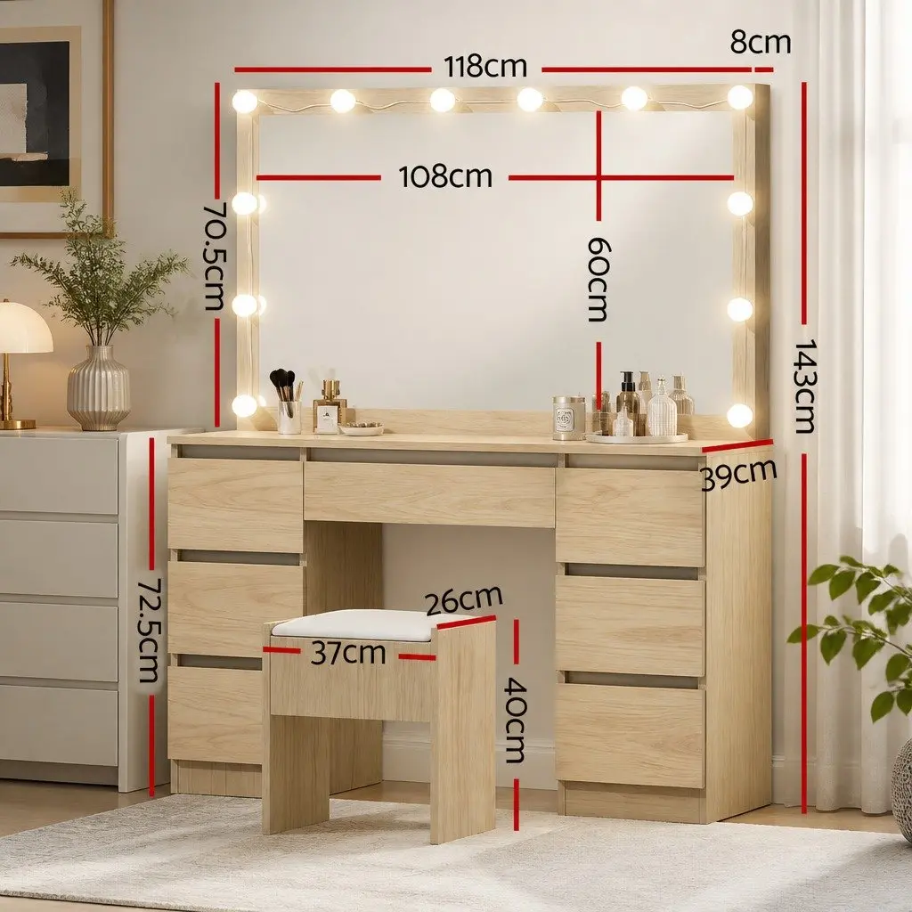 Dressing Table Vanity Set with Adjustable LED Lighting