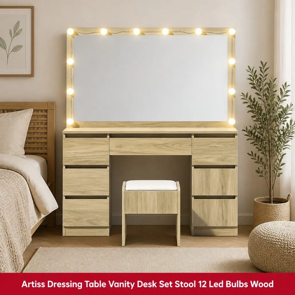 Dressing Table Vanity Set with Adjustable LED Lighting