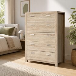 5 Drawer Tallboy Storage Cabinet in Pine