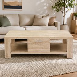 Precision Oak Coffee Table with Drawer and Shelving